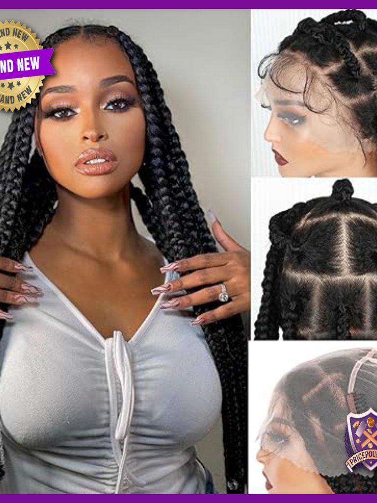 34 Inch Full Lace Braided Wig, Synthetic, Glueless, 22 Handmade Braids